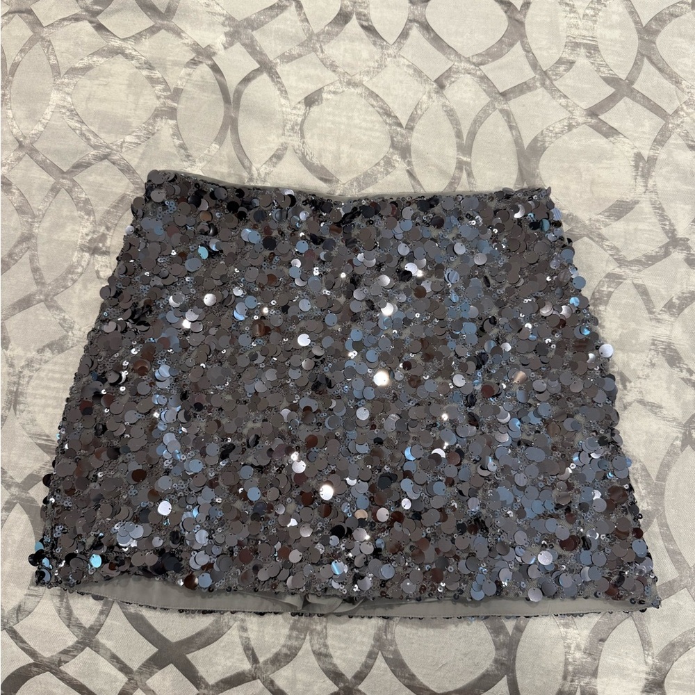 Abercrombie & Fitch Silver Sequin Mini Skirt